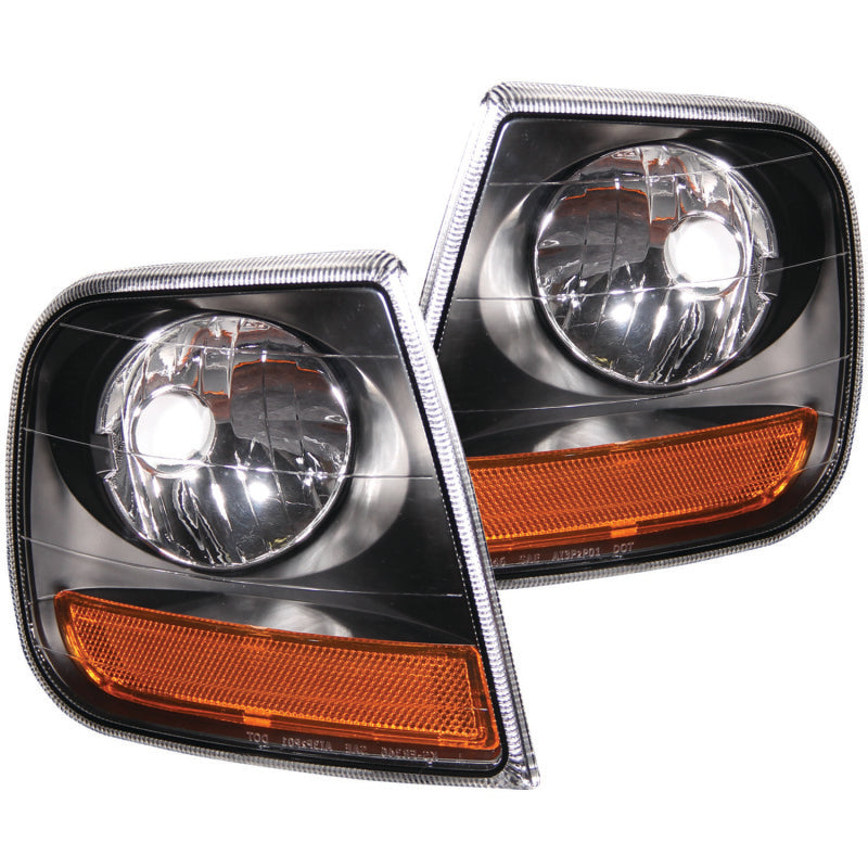 ANZO Corner Lights 1997-2003 Ford F-150 HARLEY DAVIDSON Style Black w/ Amber Reflector