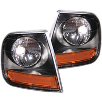 ANZO Corner Lights 1997-2003 Ford F-150 HARLEY DAVIDSON Style Black w/ Amber Reflector