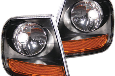 ANZO Corner Lights 1997-2003 Ford F-150 HARLEY DAVIDSON Style Black w/ Amber Reflector