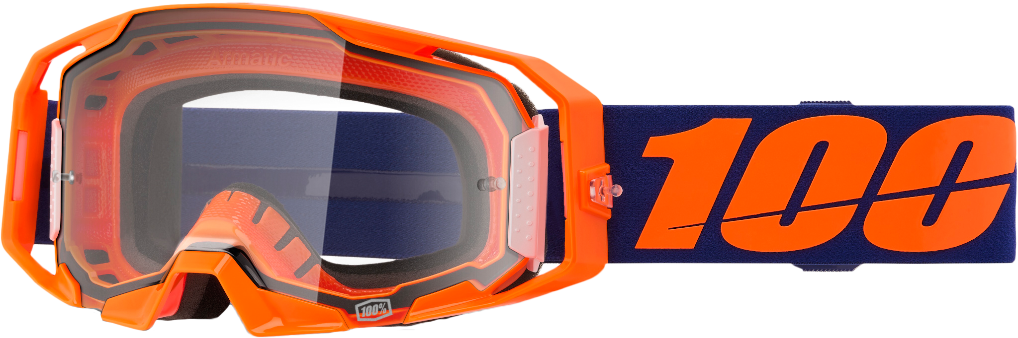 100-PERCENT Armatic Goggle Neon Orange Clear Lens