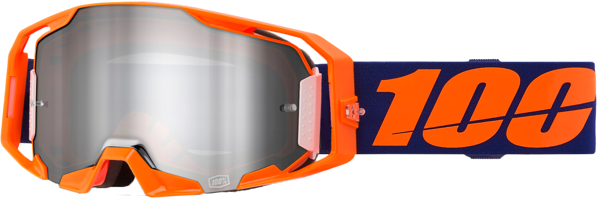 100-PERCENT Armatic Goggle Neon Org Mirror Silvr Flash