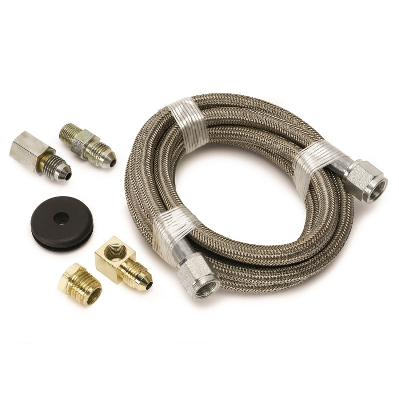 AutoMeter Autometer #4 Braided SS Line (-4AN) 6ft -4AN and 1/8in NPTF Fittings - Gauges & Pods