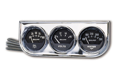 AutoMeter Autometer AutoGage 3-Gauge Console 52.4mm Mech 0-100 PSI Oil Press/ 10-16 V / 130-280 Deg Water Temp - Gauges