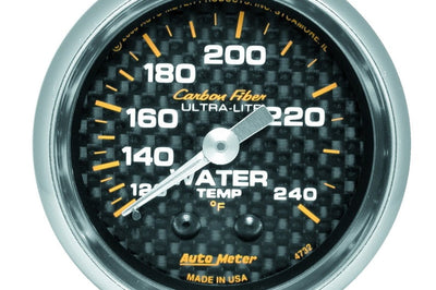 AutoMeter Autometer Carbon Fiber 52mm 120-240 Deg F Mechanical Water Temp Gauge - Gauges & Pods