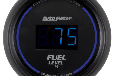 AutoMeter Autometer Cobalt Digital 52.4mm Black Programmable Empty-Full Range Fuel Level Gauge - Gauges & Pods