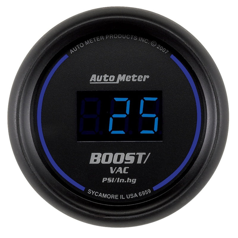 AutoMeter Autometer Cobalt Digital 52.4mm Black Vacuum/Boost Gauge - Gauges & Pods