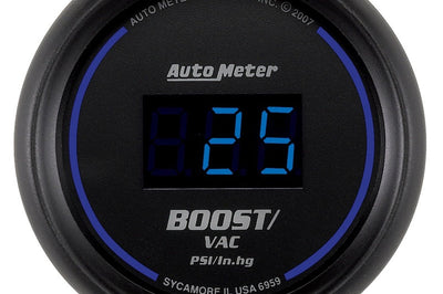 AutoMeter Autometer Cobalt Digital 52.4mm Black Vacuum/Boost Gauge - Gauges & Pods