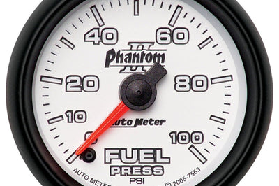 AutoMeter Autometer Phantom II 52.4mm Full Sweep Electronic 0-100psi Fuel Pressure Guage - Gauges & Pods