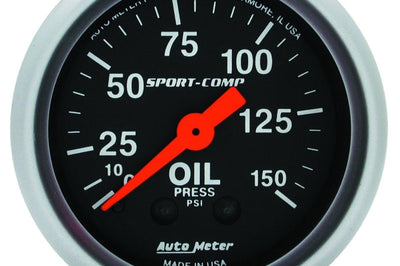 AutoMeter Autometer Sport Comp 52mm Mechanical 0-150 PSI Oil Pressure Gauge - Gauges & Pods