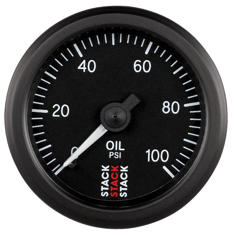 AutoMeter Autometer Stack 52mm 0-100 PSI 1/8in NPTF (M) Mechanical Oil Pressure Gauge - Black - Gauges & Pods