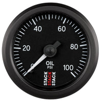 AutoMeter Autometer Stack 52mm 0-100 PSI 1/8in NPTF (M) Mechanical Oil Pressure Gauge - Black - Gauges & Pods