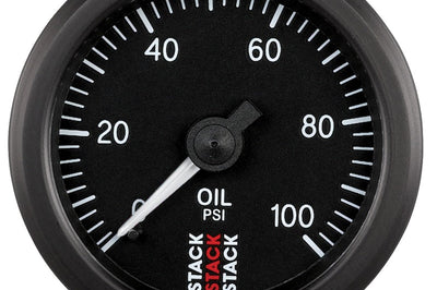 AutoMeter Autometer Stack 52mm 0-100 PSI 1/8in NPTF (M) Mechanical Oil Pressure Gauge - Black - Gauges & Pods