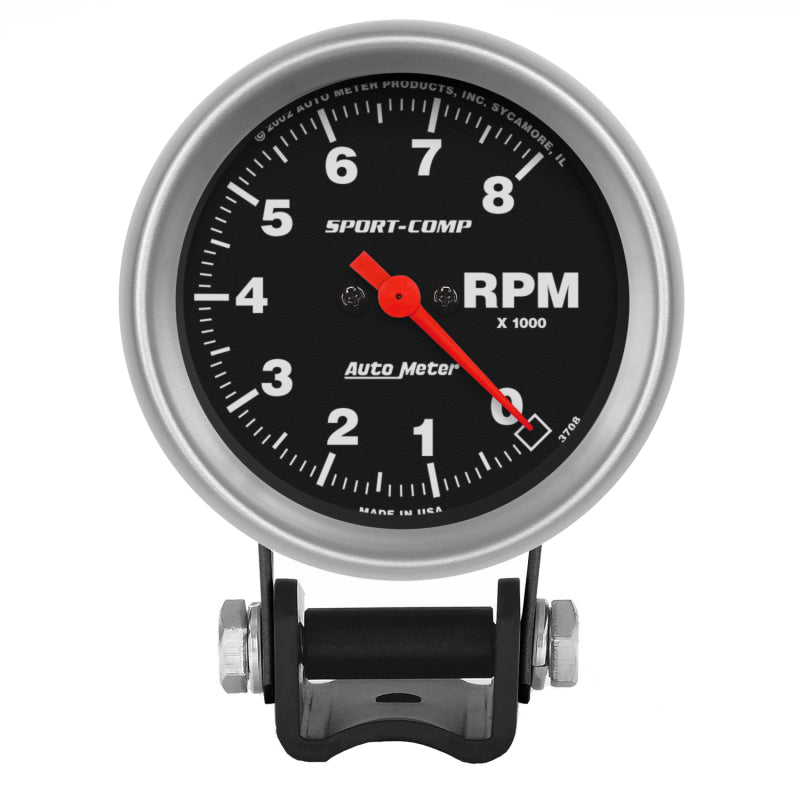 AutoMeter Autometer Standard 2-5/8in 8,000 RPM Pedestal Mount Tachometer Sport Comp - Gauges & Pods