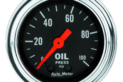 AutoMeter Autometer Traditional Chrome 2-1/16in 100 PSI Mechanical Oil Pressure Gauge - Gauges & Pods