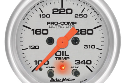 AutoMeter Autometer Ultra-Lite 2-1/16in. / 340 Degree F (Stepper Motor w/Peak & Warn) Oil Temperature Gauge - Gauges