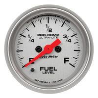 AutoMeter Autometer Ultra-Lite 52mm 0-280 ohm Adj Full Sweep Electronic Fuel Level Programmable Empty-Full Ga - Gauges