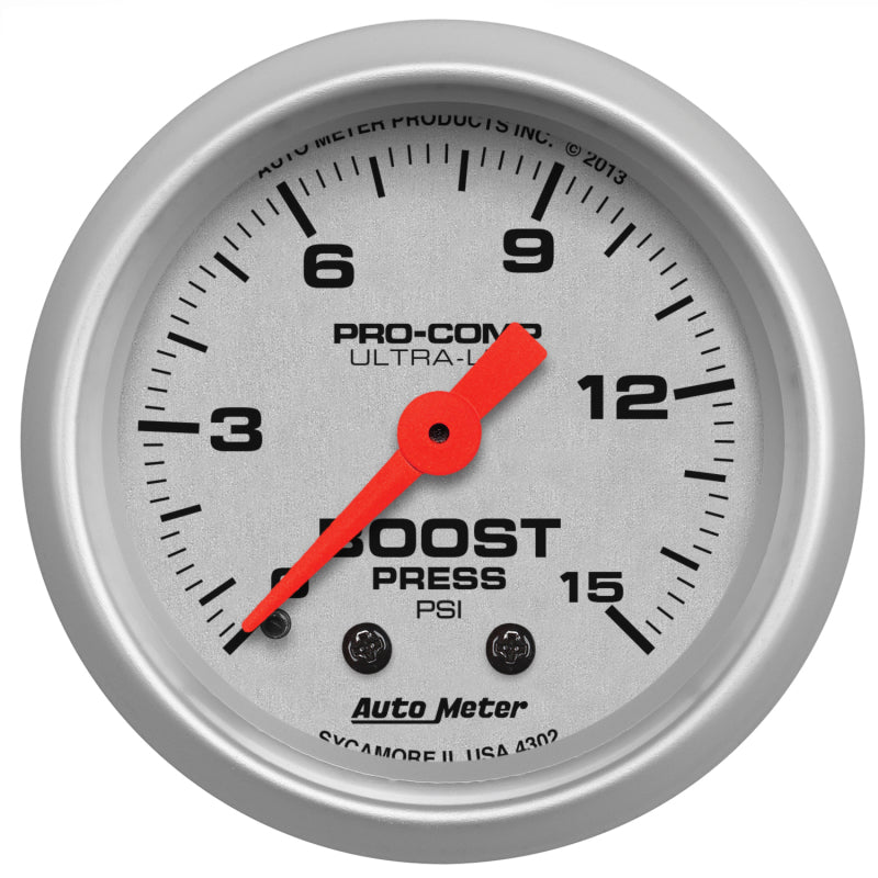 AutoMeter Autometer Ultra-Lite 52mm 0-15 PSI Mechanical Boost Gauge - Gauges & Pods