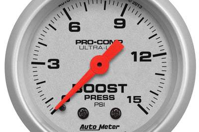 AutoMeter Autometer Ultra-Lite 52mm 0-15 PSI Mechanical Boost Gauge - Gauges & Pods