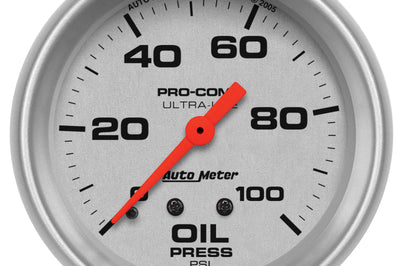 AutoMeter Autometer Ultra-Lite 66.7mm Mechanical 0-100 PSI Oil Pressure Gauge - Gauges & Pods