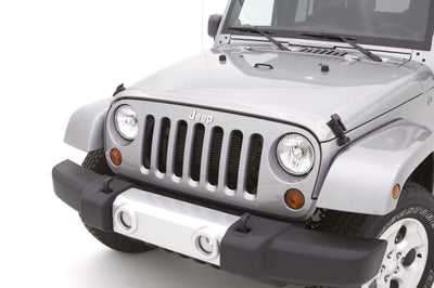 AVS 07-18 Jeep Wrangler Unlimited Aeroskin Low Profile Hood Shield - Chrome - Deflectors
