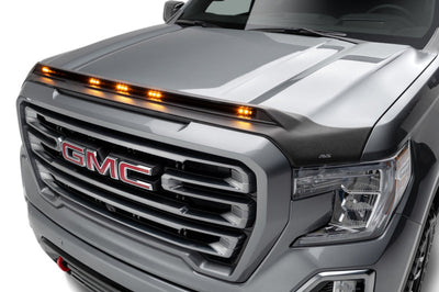 AVS 19-22 GMC Sierra 1500 Aeroskin Low Profile Hood Shield w/ Lights - Black - Deflectors