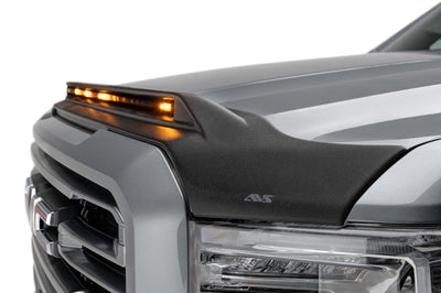 AVS 19-22 GMC Sierra 1500 Aeroskin Low Profile Hood Shield w/ Lights - Black - Deflectors