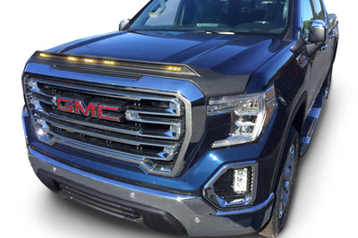 AVS 19-22 GMC Sierra 1500 Aeroskin Low Profile Hood Shield w/ Lights - Black - Deflectors