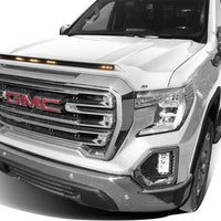 AVS 19-22 GMC Sierra Aeroskin Low Profile Hood Shield w/ Lights - White Frost Tricoat - Deflectors
