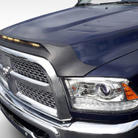 AVS 2009-2018 Dodge Ram 1500 (Excl Sport / Rebel) Aeroskin Low Profile Hood Shield w/ Lights - Black - Deflectors
