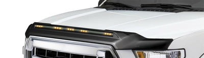 AVS 2009-2018 Dodge Ram 1500 (Excl Sport / Rebel) Aeroskin Low Profile Hood Shield w/ Lights - Black - Deflectors