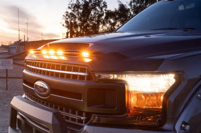 AVS 2009-2018 Dodge Ram 1500 (Excl Sport / Rebel) Aeroskin Low Profile Hood Shield w/ Lights - Black - Deflectors