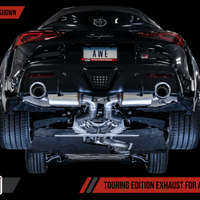 AWE Tuning 2020 Toyota Supra A90 Resonated Touring Edition Exhaust - 5in Chrome Silver Tips - Mufflers &