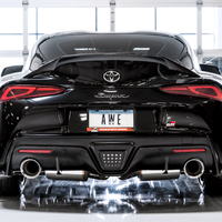 AWE Tuning 2020 Toyota Supra A90 Resonated Touring Edition Exhaust - 5in Chrome Silver Tips - Mufflers &