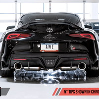 AWE Tuning 2020 Toyota Supra A90 Resonated Touring Edition Exhaust - 5in Chrome Silver Tips - Mufflers &