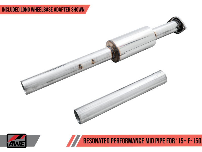 AWE Tuning 2015 + Ford F-150 Resonated Performance Mid Pipe - Exhaust Mufflers & Tips