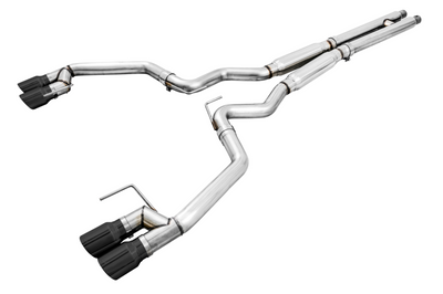 AWE Tuning 2018 + Ford Mustang GT (S550) Cat-back Exhaust - Track Edition (Quad Diamond Black Tips) - Mufflers & Tips
