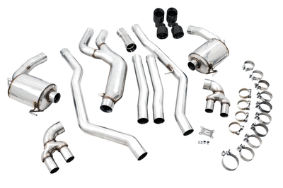 AWE Tuning 2019 + BMW M340i (G20) Non-Resonated Touring Edition Exhaust - Quad Diamond Black Tips - Mufflers &