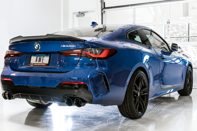 AWE Tuning 2019 + BMW M340i (G20) Non-Resonated Touring Edition Exhaust - Quad Diamond Black Tips - Mufflers &