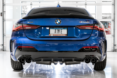 AWE Tuning 2019 + BMW M340i (G20) Non-Resonated Touring Edition Exhaust - Quad Diamond Black Tips - Mufflers &