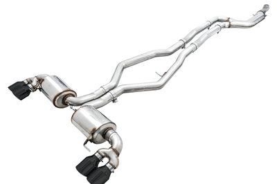 AWE Tuning 2019 + BMW M340i (G20) Non-Resonated Touring Edition Exhaust - Quad Diamond Black Tips - Mufflers &