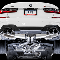 AWE Tuning 2019 + BMW M340i (G20) Non-Resonated Touring Edition Exhaust - Quad Diamond Black Tips - Mufflers &