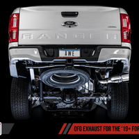 AWE Tuning 2019 + Ford Ranger 0FG Performance Exhaust System w/Chrome Silver Tips & Bash Guard - Mufflers