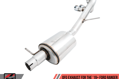 AWE Tuning 2019 + Ford Ranger 0FG Performance Exhaust System w/Chrome Silver Tips & Bash Guard - Mufflers