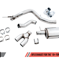 AWE Tuning 2019 + Ford Ranger 0FG Performance Exhaust System w/Chrome Silver Tips & Bash Guard - Mufflers