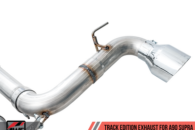 AWE Tuning 2020 Toyota Supra A90 Track Edition Exhaust - 5in Chrome Silver Tips - Mufflers &