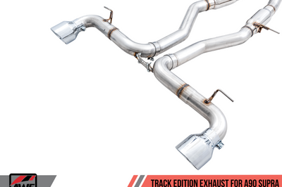 AWE Tuning 2020 Toyota Supra A90 Track Edition Exhaust - 5in Chrome Silver Tips - Mufflers &