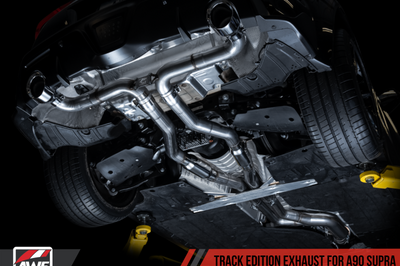 AWE Tuning 2020 Toyota Supra A90 Track Edition Exhaust - 5in Chrome Silver Tips - Mufflers &