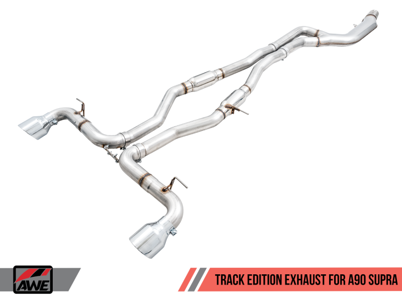 AWE Tuning 2020 Toyota Supra A90 Track Edition Exhaust - 5in Chrome Silver Tips - Mufflers &