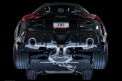 AWE Tuning 2020 Toyota Supra A90 Track Edition Exhaust - 5in Chrome Silver Tips - Mufflers &