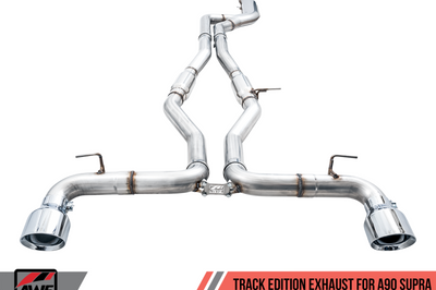AWE Tuning 2020 Toyota Supra A90 Track Edition Exhaust - 5in Chrome Silver Tips - Mufflers &